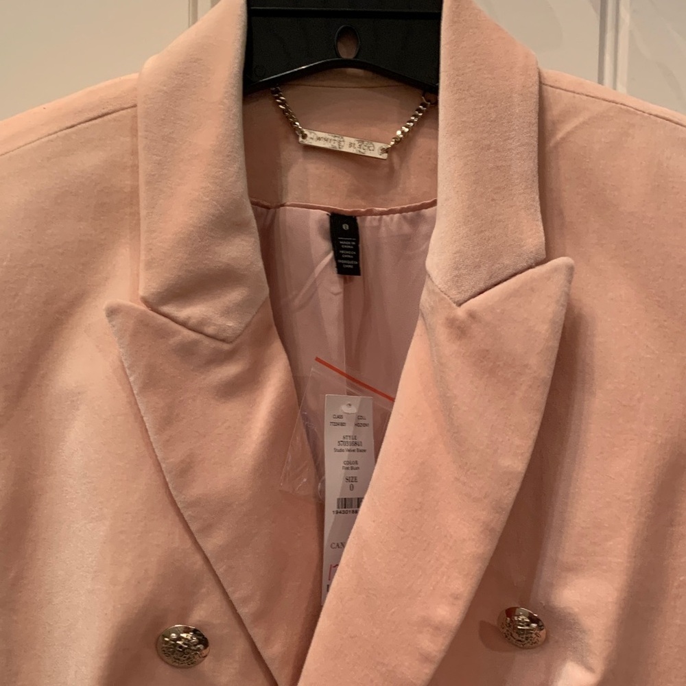 NWT White House Black Market Blush Velvet Holiday Double-Breasted Blazer 0 - Picture 7 of 11